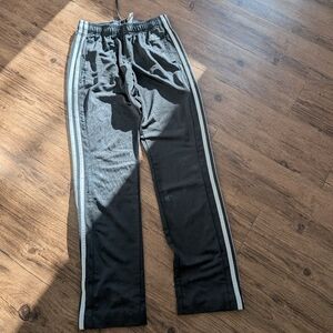 Black Track Pants with White Stripes